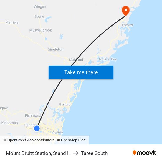 Mount Druitt Station, Stand H to Taree South map