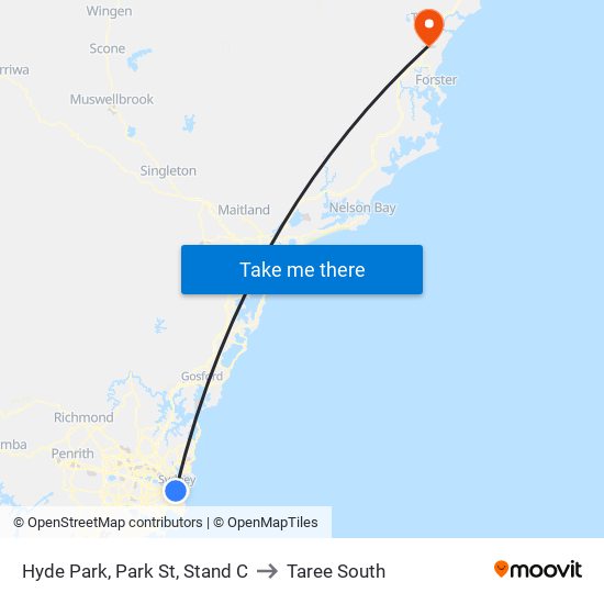 Hyde Park, Park St, Stand C to Taree South map