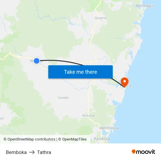 Bemboka to Tathra map