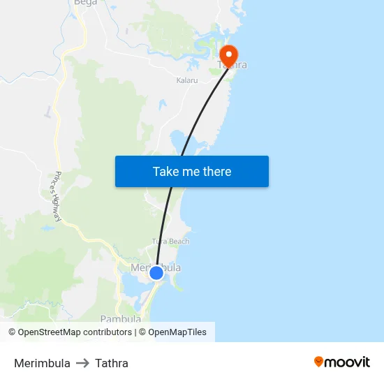 Merimbula to Tathra map