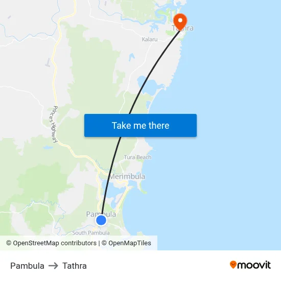 Pambula to Tathra map