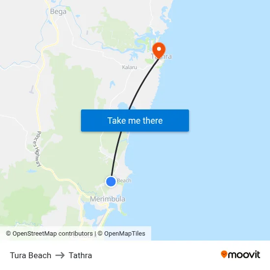 Tura Beach to Tathra map