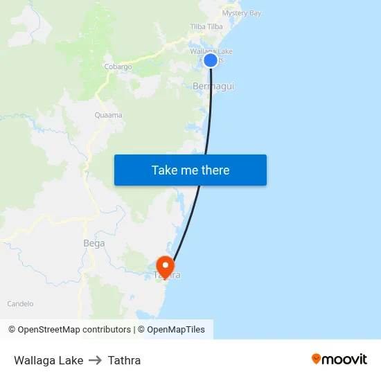 Wallaga Lake to Tathra map