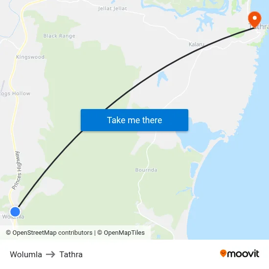 Wolumla to Tathra map
