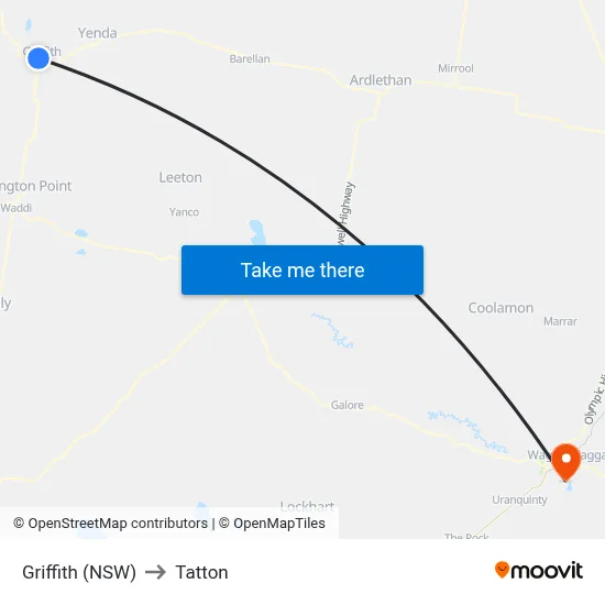 Griffith (NSW) to Tatton map