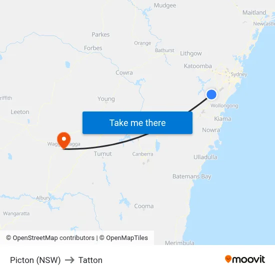 Picton (NSW) to Tatton map