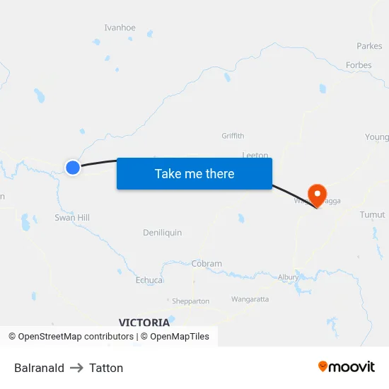 Balranald to Tatton map
