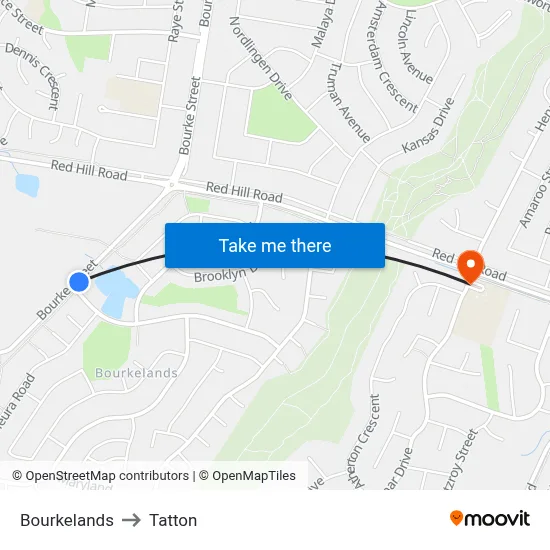 Bourkelands to Tatton map