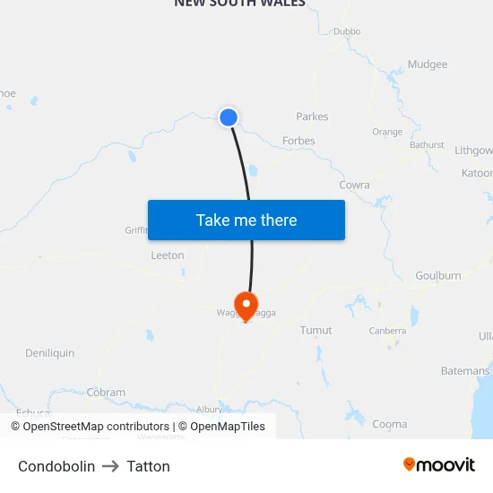 Condobolin to Tatton map