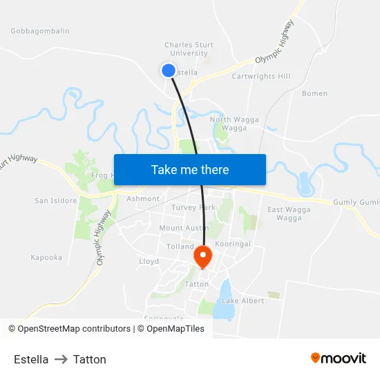 Estella to Tatton map