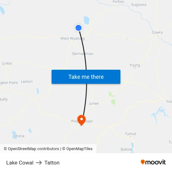 Lake Cowal to Tatton map
