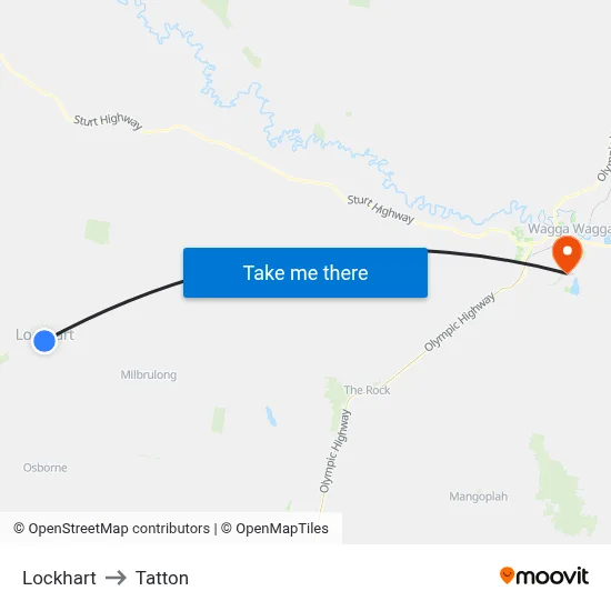 Lockhart to Tatton map