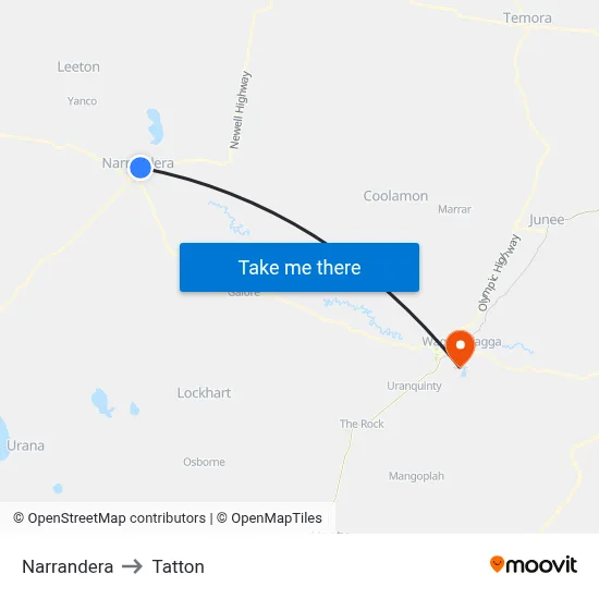 Narrandera to Tatton map