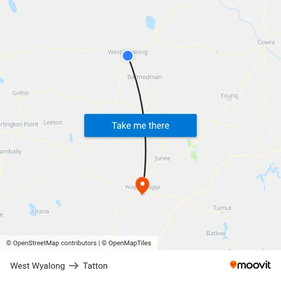 West Wyalong to Tatton map