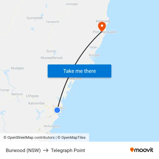 Burwood (NSW) to Telegraph Point map