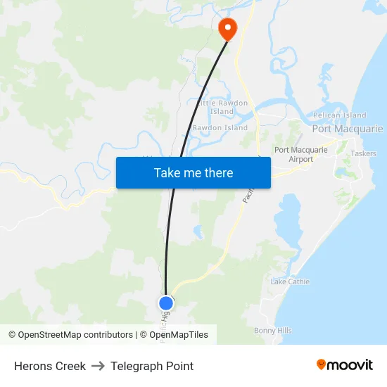 Herons Creek to Telegraph Point map