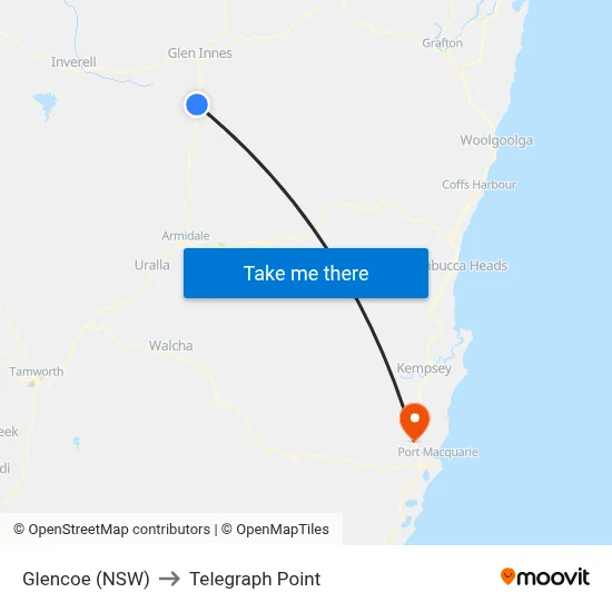 Glencoe (NSW) to Telegraph Point map