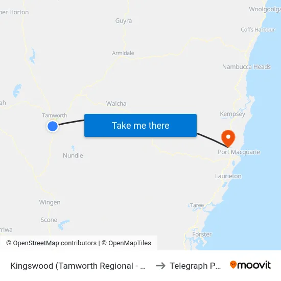 Kingswood (Tamworth Regional - NSW) to Telegraph Point map