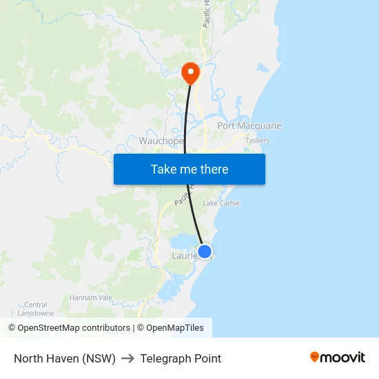 North Haven (NSW) to Telegraph Point map