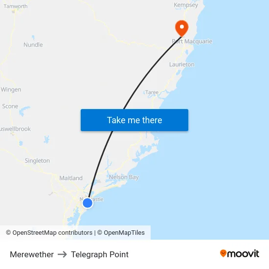 Merewether to Telegraph Point map