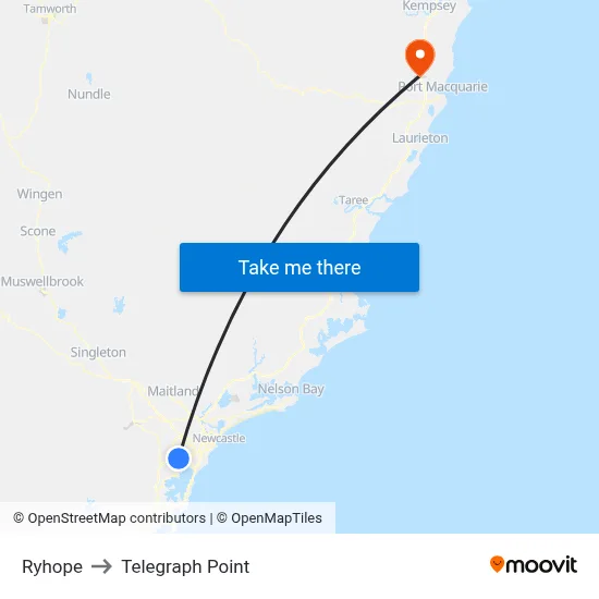 Ryhope to Telegraph Point map