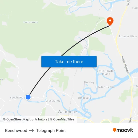Beechwood to Telegraph Point map