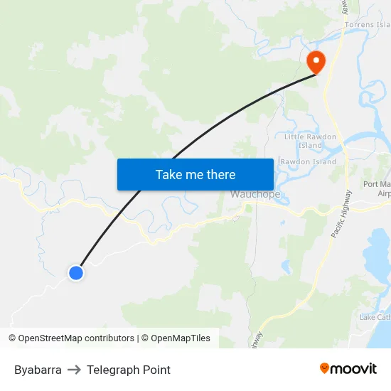 Byabarra to Telegraph Point map