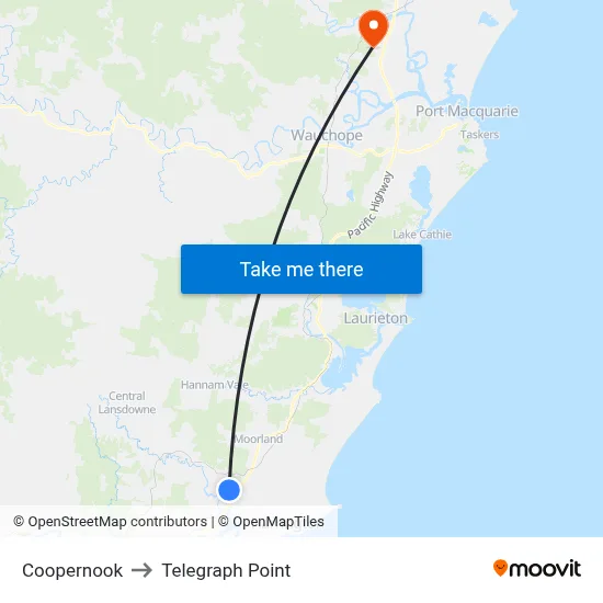 Coopernook to Telegraph Point map