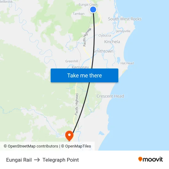 Eungai Rail to Telegraph Point map
