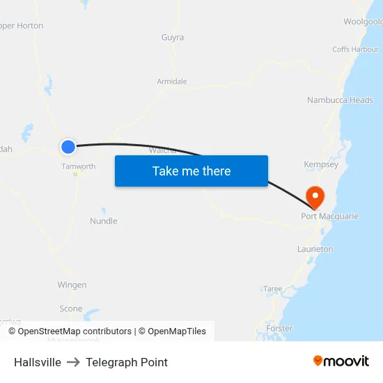 Hallsville to Telegraph Point map