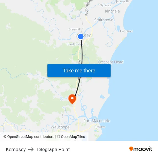 Kempsey to Telegraph Point map