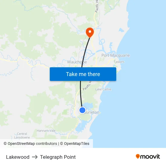 Lakewood to Telegraph Point map