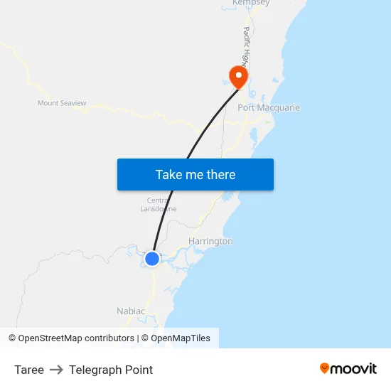Taree to Telegraph Point map