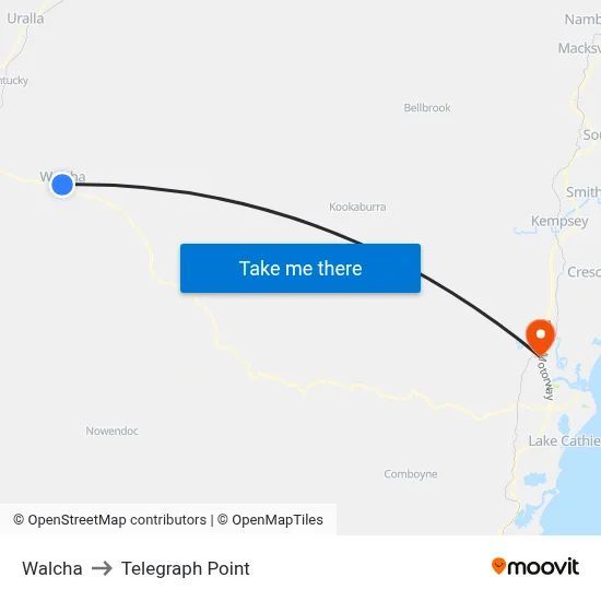 Walcha to Telegraph Point map