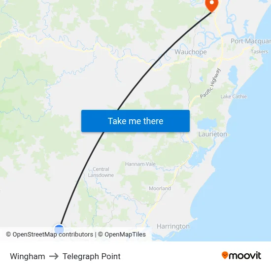 Wingham to Telegraph Point map
