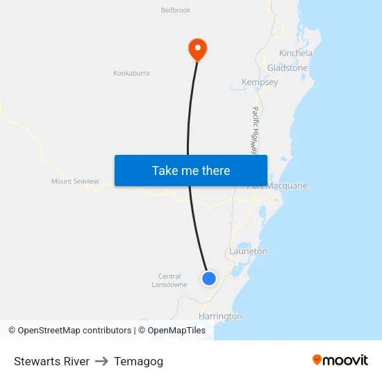 Stewarts River to Temagog map