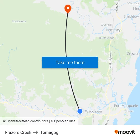 Frazers Creek to Temagog map