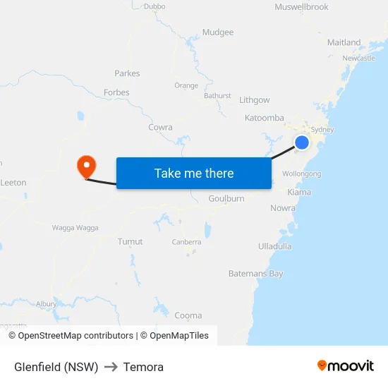 Glenfield (NSW) to Temora map