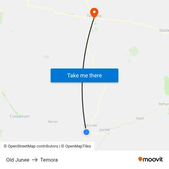 Old Junee to Temora map
