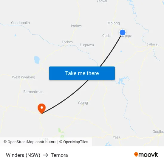 Windera (NSW) to Temora map