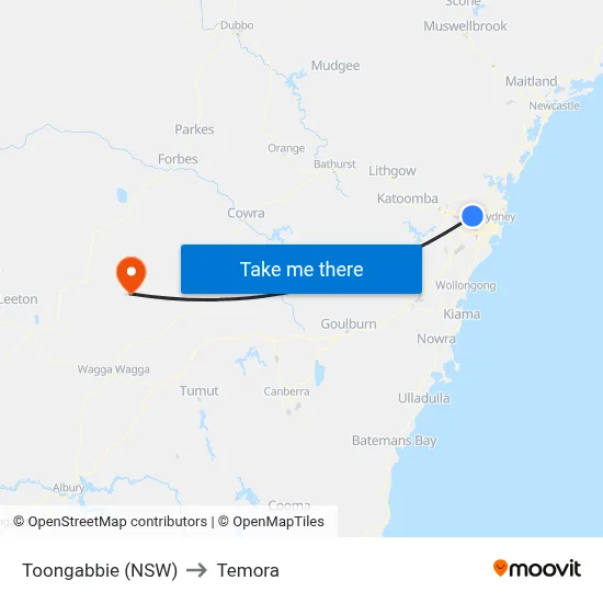 Toongabbie (NSW) to Temora map