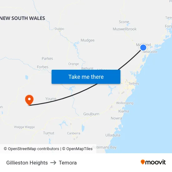 Gillieston Heights to Temora map