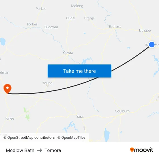 Medlow Bath to Temora map
