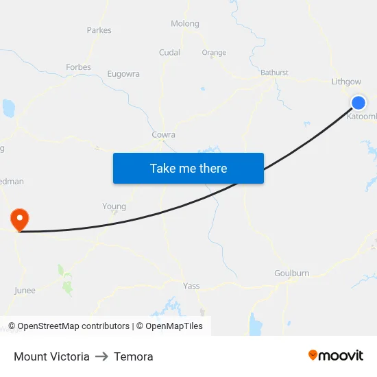 Mount Victoria to Temora map