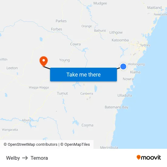 Welby to Temora map