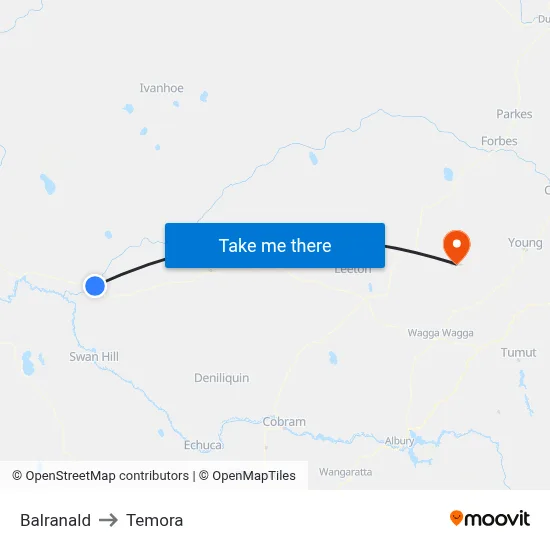 Balranald to Temora map