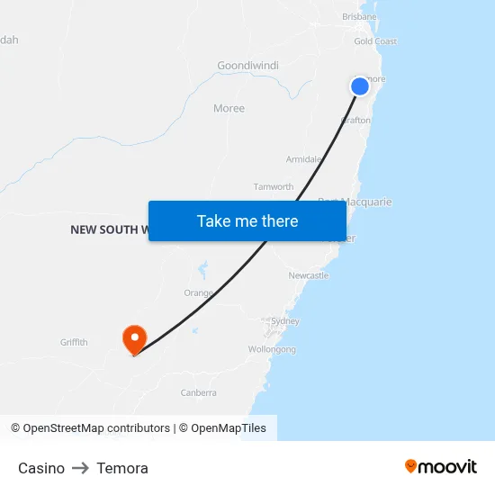 Casino to Temora map