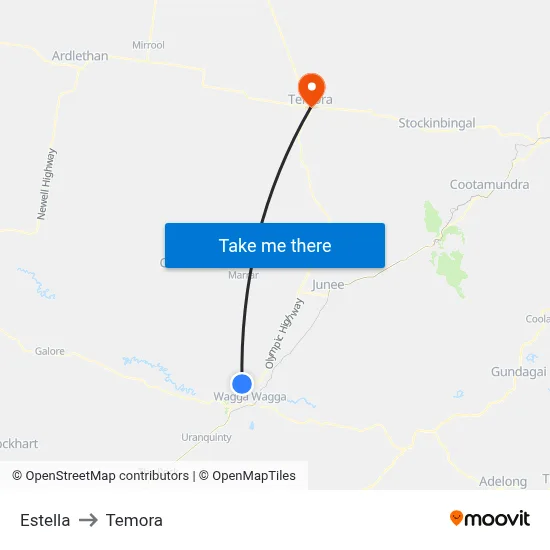 Estella to Temora map