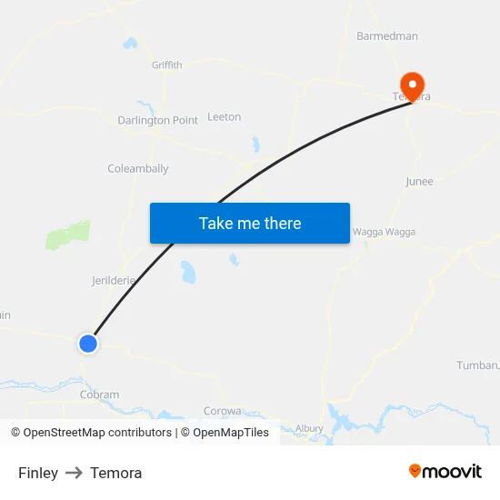 Finley to Temora map