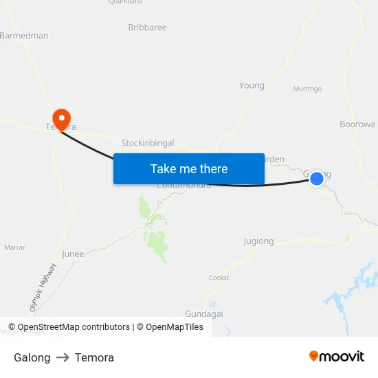 Galong to Temora map